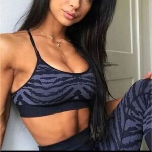 Bombshell Sportswear inspired seamless Zebra Print Sports Bra | Size XS